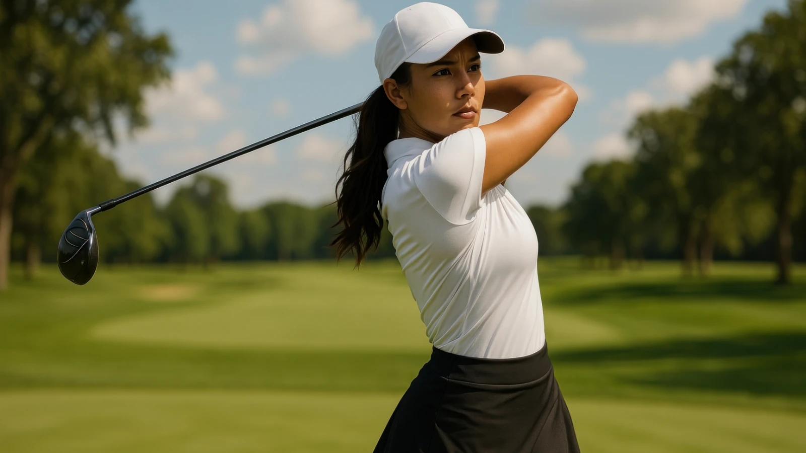 young woman playing golf