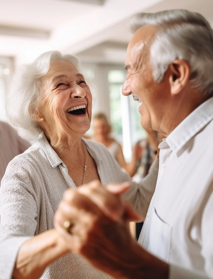 healthy senior couple dancing