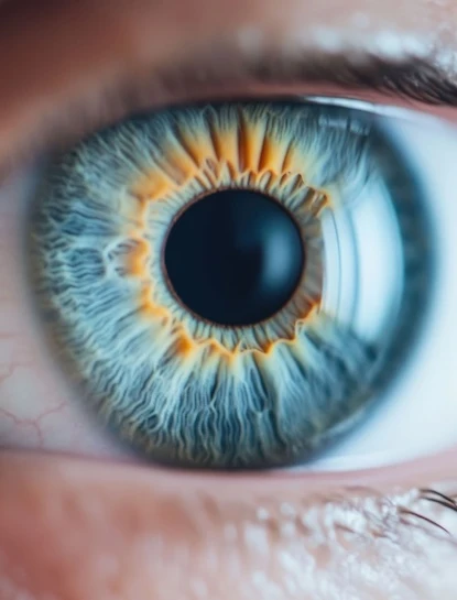 close up blue eye
