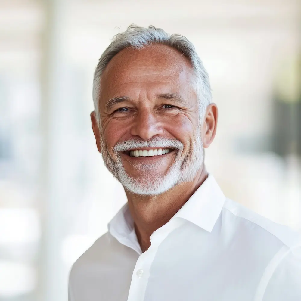 happy healthy senior man smiling